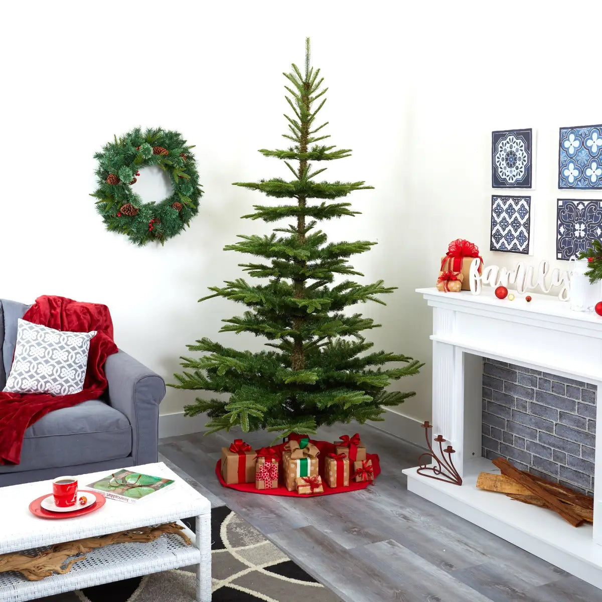 7.5’ Layered Washington Spruce Artificial Christmas Tree with and 1325 Bendable Branches - Green - Nearly Natural