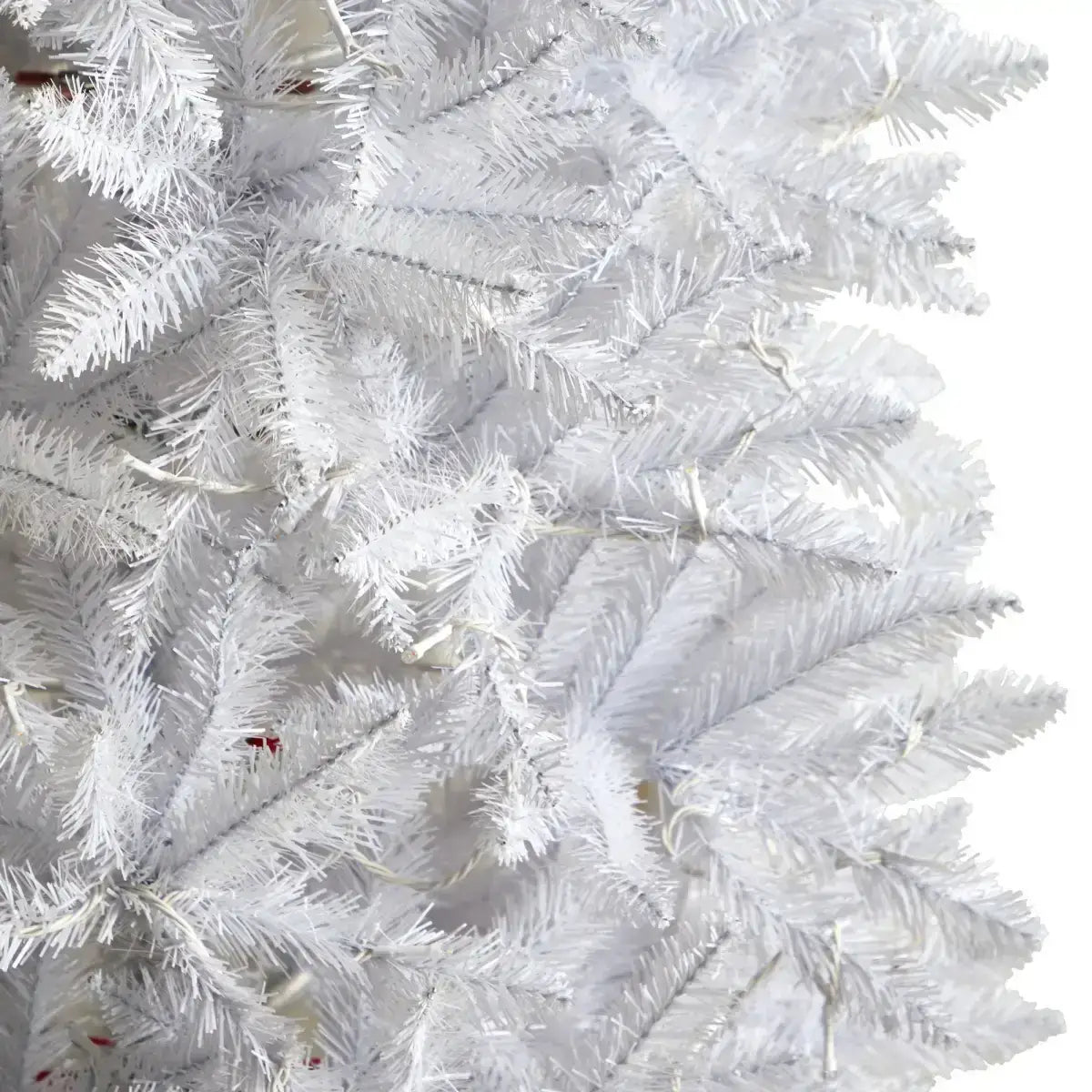 7’ Slim White Artificial Christmas Tree with 300 Warm White LED Lights and 955 Bendable Branches - White - Nearly