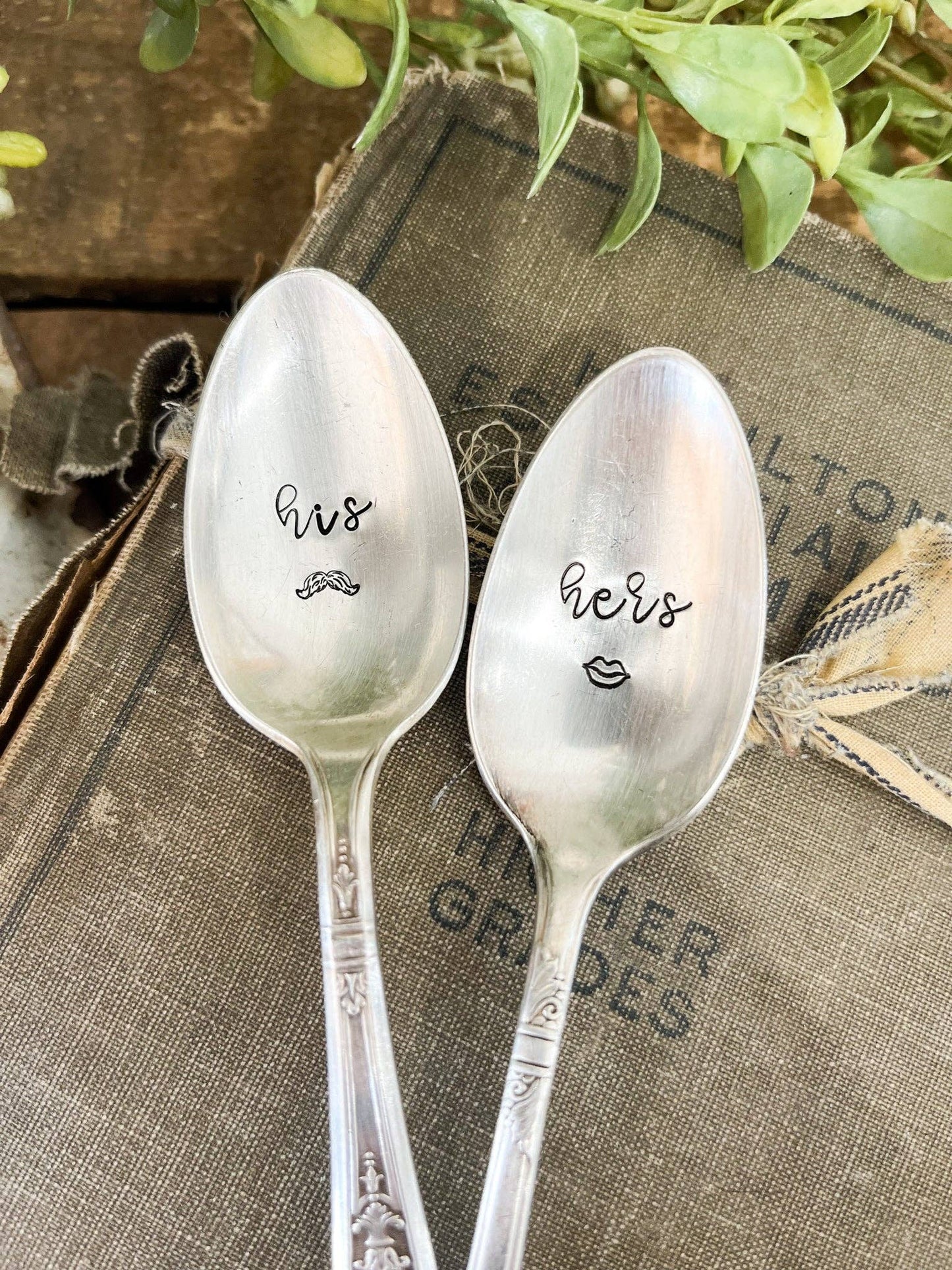 His & Hers Set - Vintage Stamped Spoon - Wedding Gift - The Sassy Barn