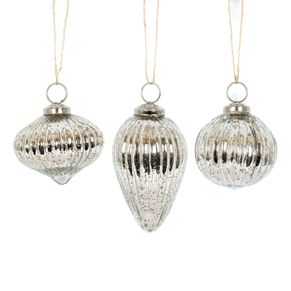 Silver Glass Christmas Ornament - each - Devanie At Home (Formerly Adams & Co.)