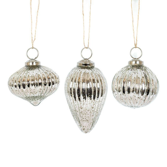 Silver Glass Christmas Ornament - each - Devanie At Home (Formerly Adams & Co.)