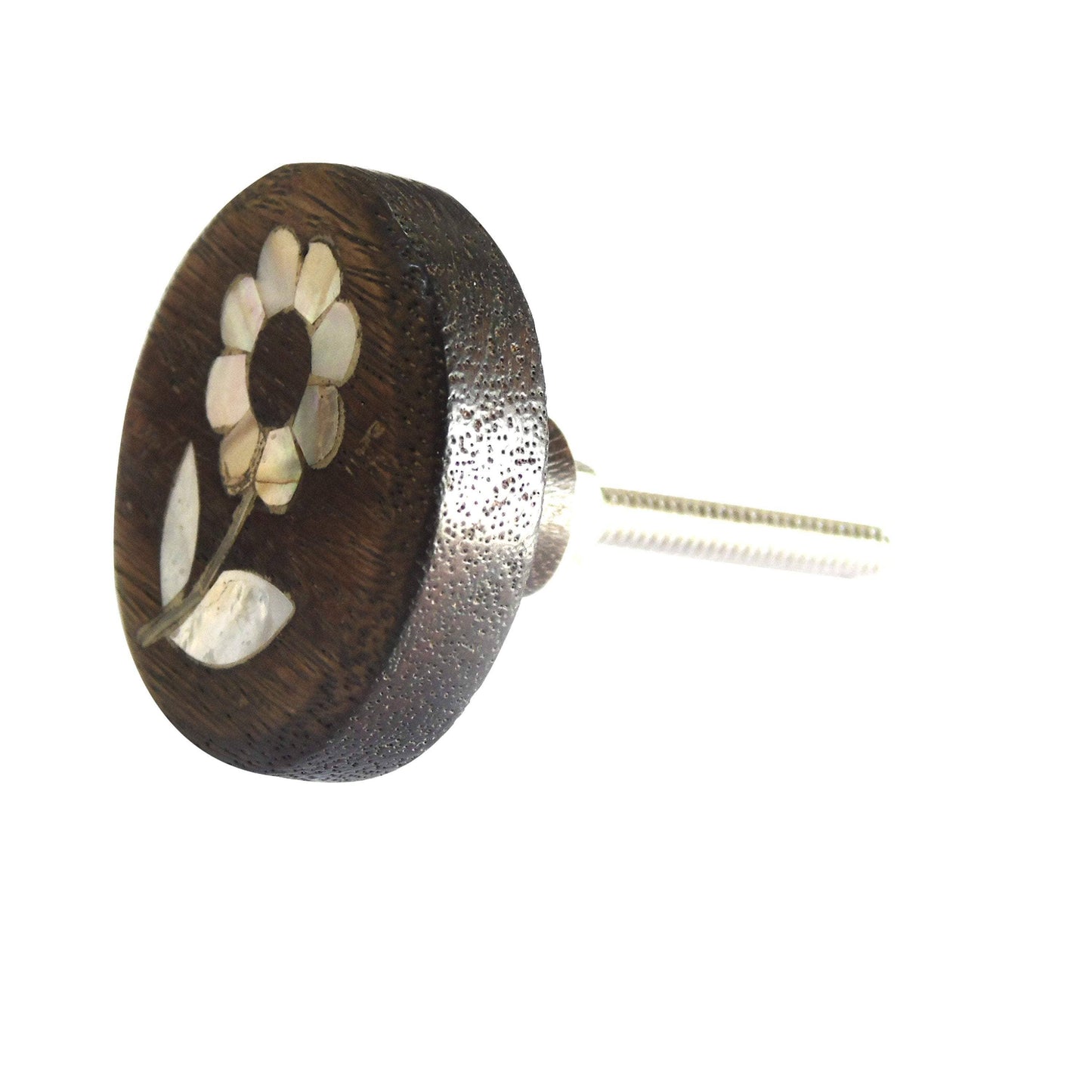 Daisy Mother of Pearl Wooden Knob