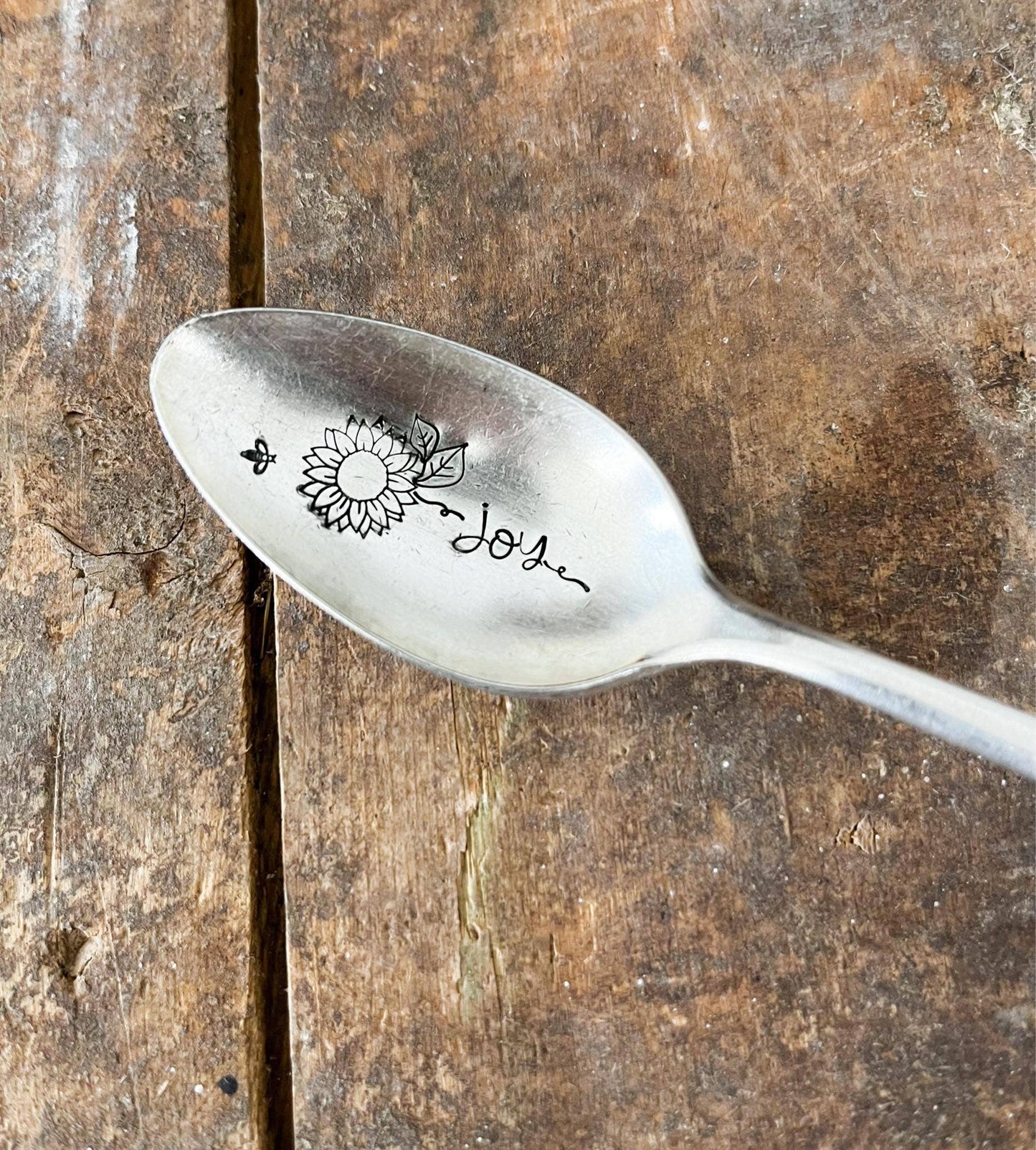 Floral Stem Inspiration - Vintage Stamped Spoon - Joy - The Sassy Barn