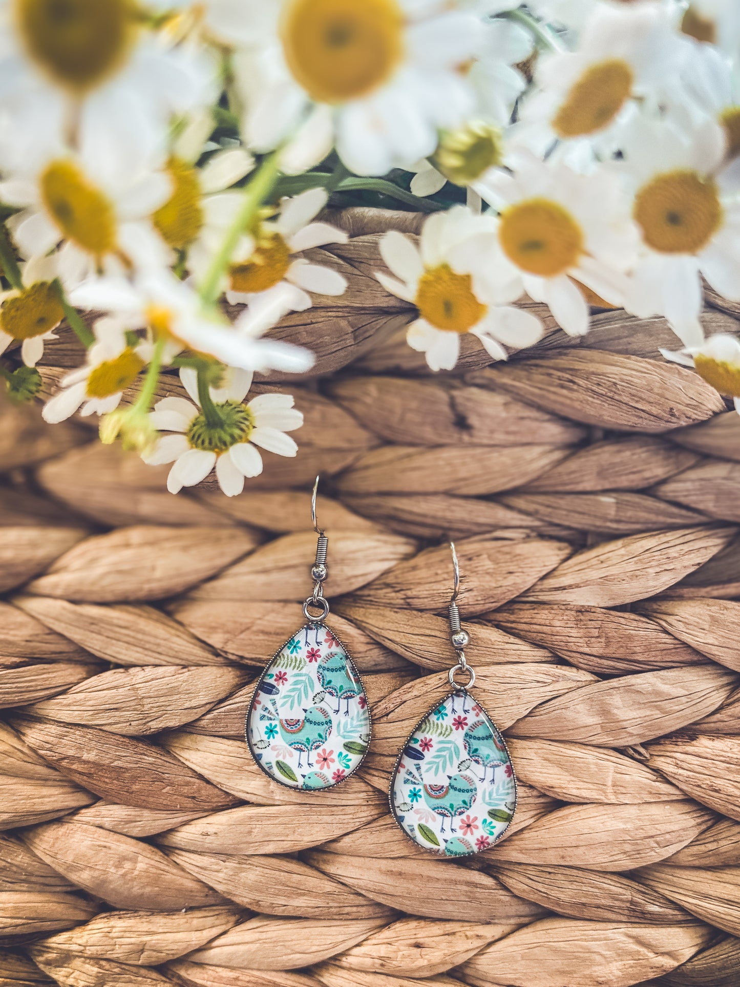 Beautiful Glass Like Folk Bird Earrings