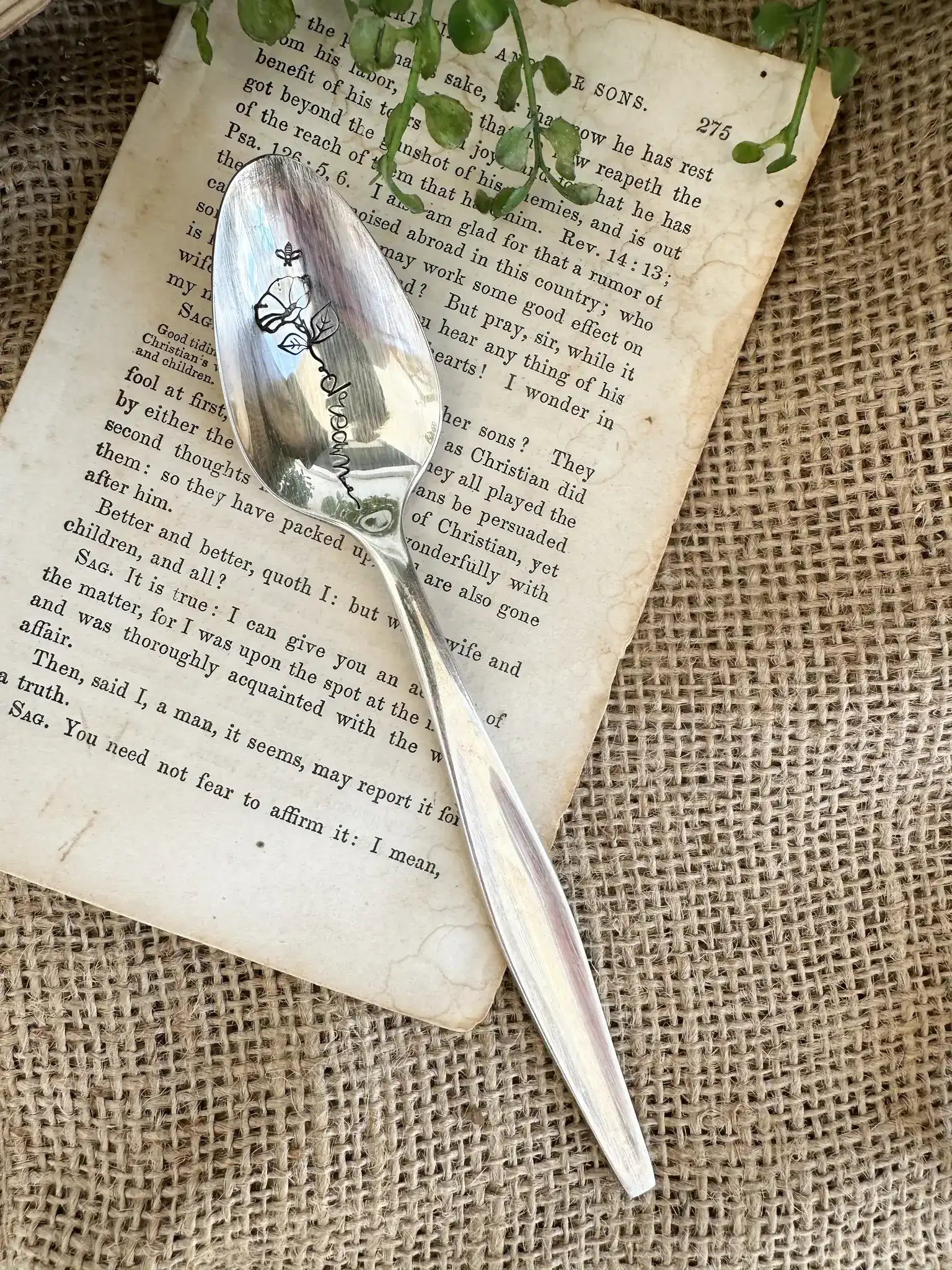 Floral Stem Inspiration - Vintage Stamped Spoon - The Sassy Barn