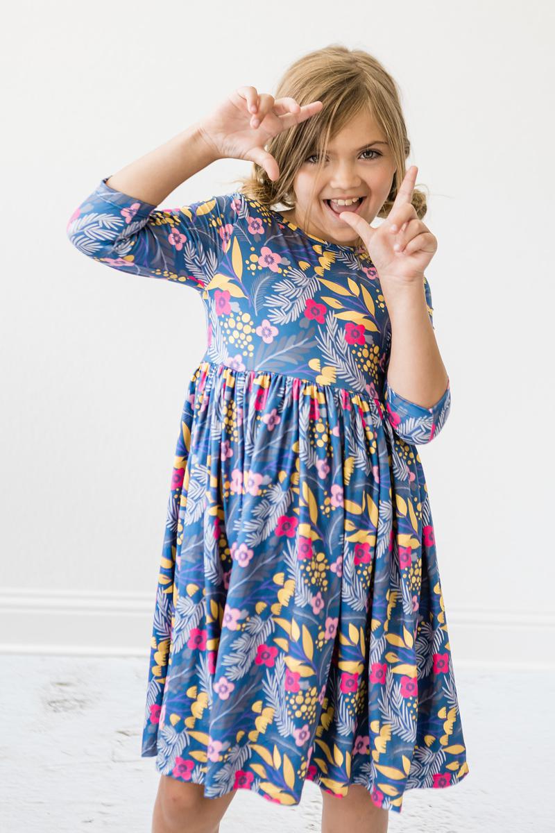 Blue Floral Twirl Dress - Mila & Rose ®