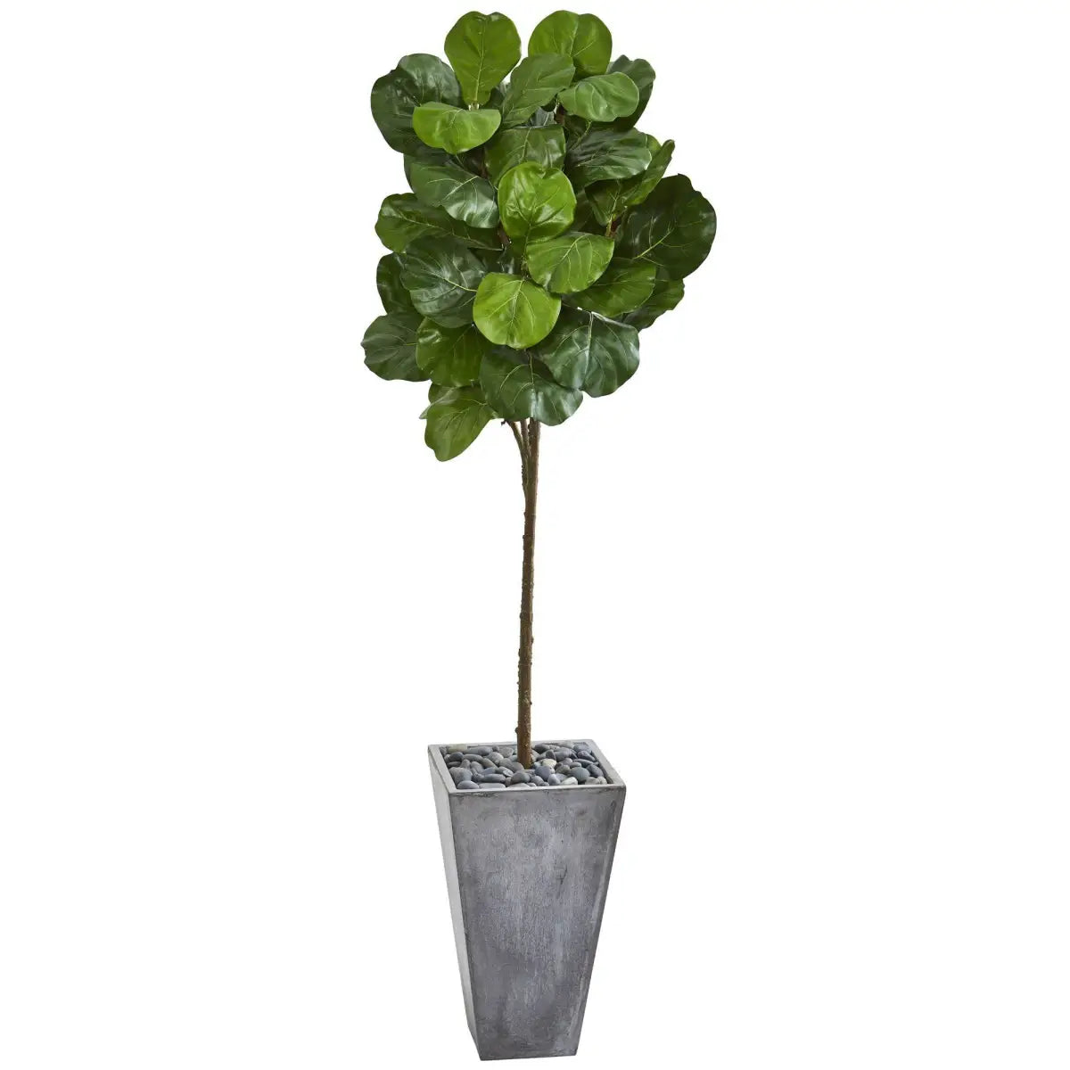 75” Fiddle Leaf Artificial Tree in Cement Planter - Nearly Natural