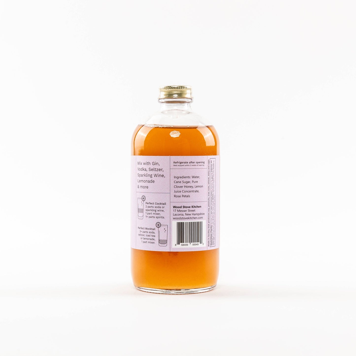 Mélangeur à cocktail et à cocktail sans alcool au citron et au miel de rose, 16 fl oz