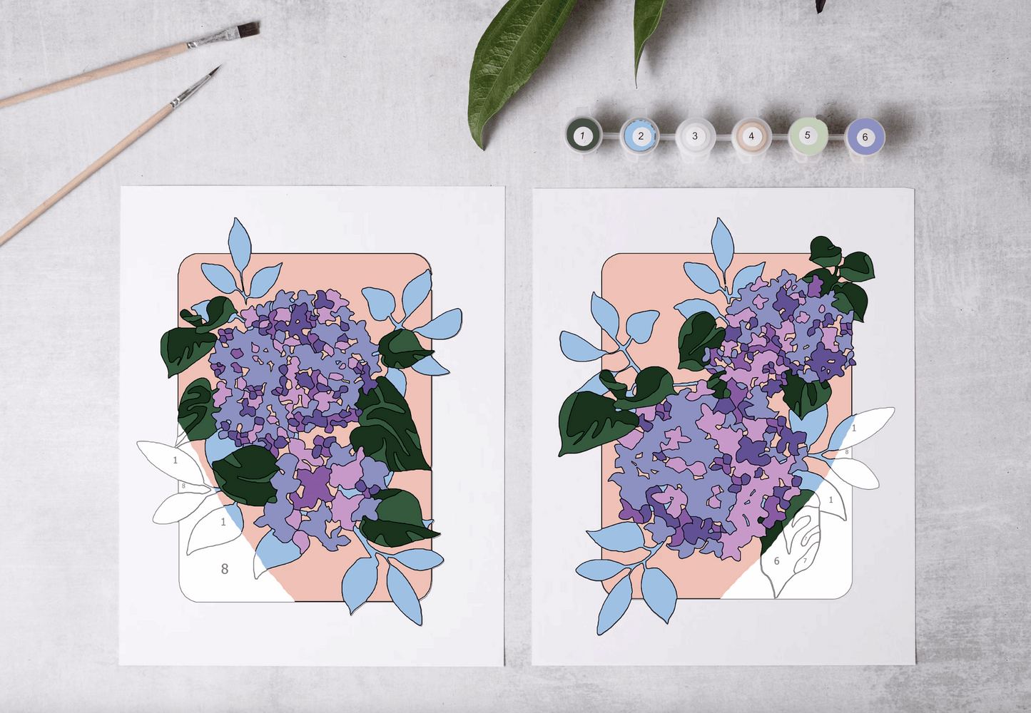Paint-By-Number Kit - Hydrangea Garden - Cate Paper Co.