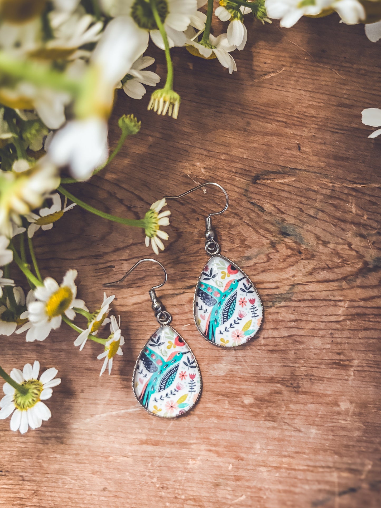 Beautiful Glass Like Folk Bird Earrings