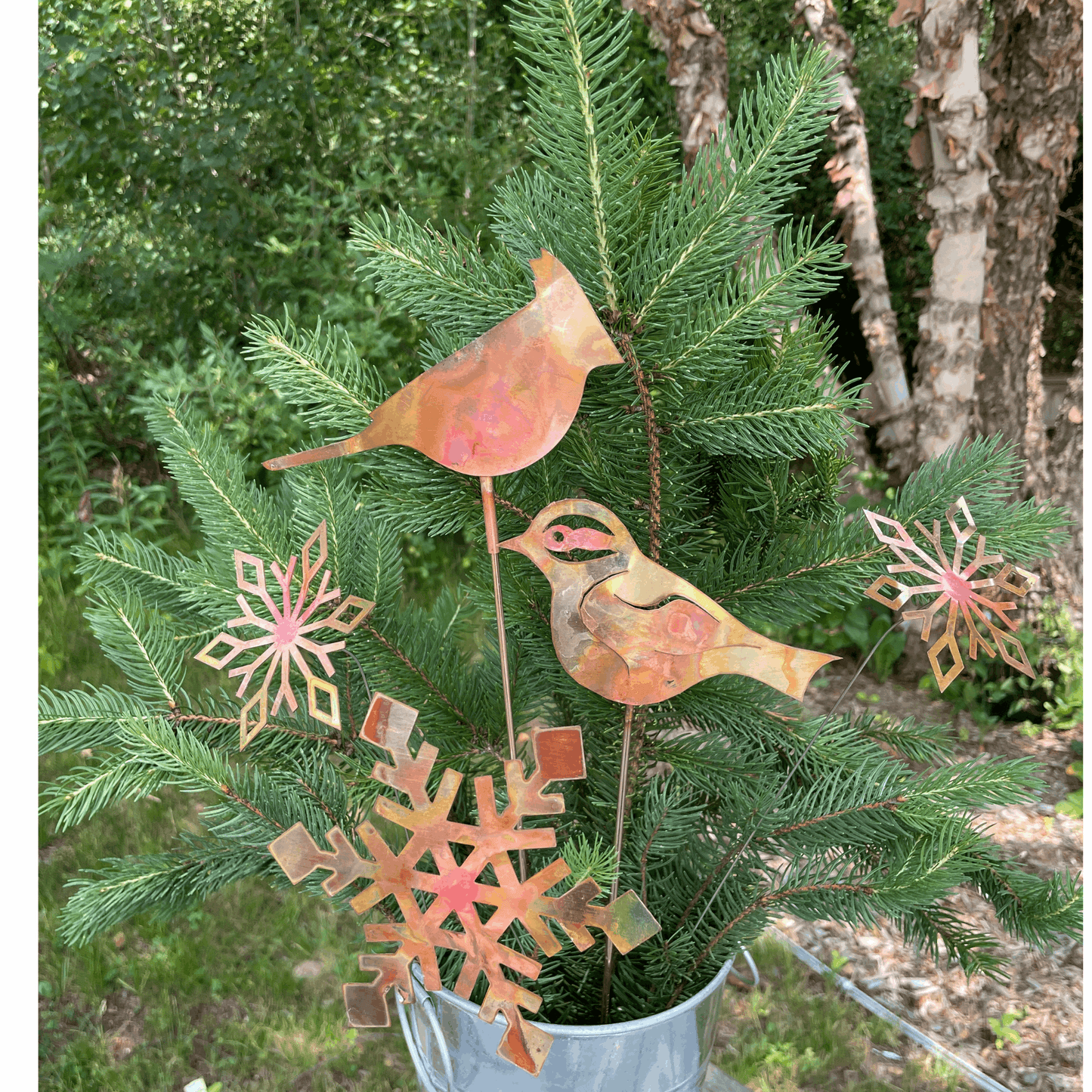 Chickadee Garden Stake - Copper - Clever Goods by Annabelle Noel Designs