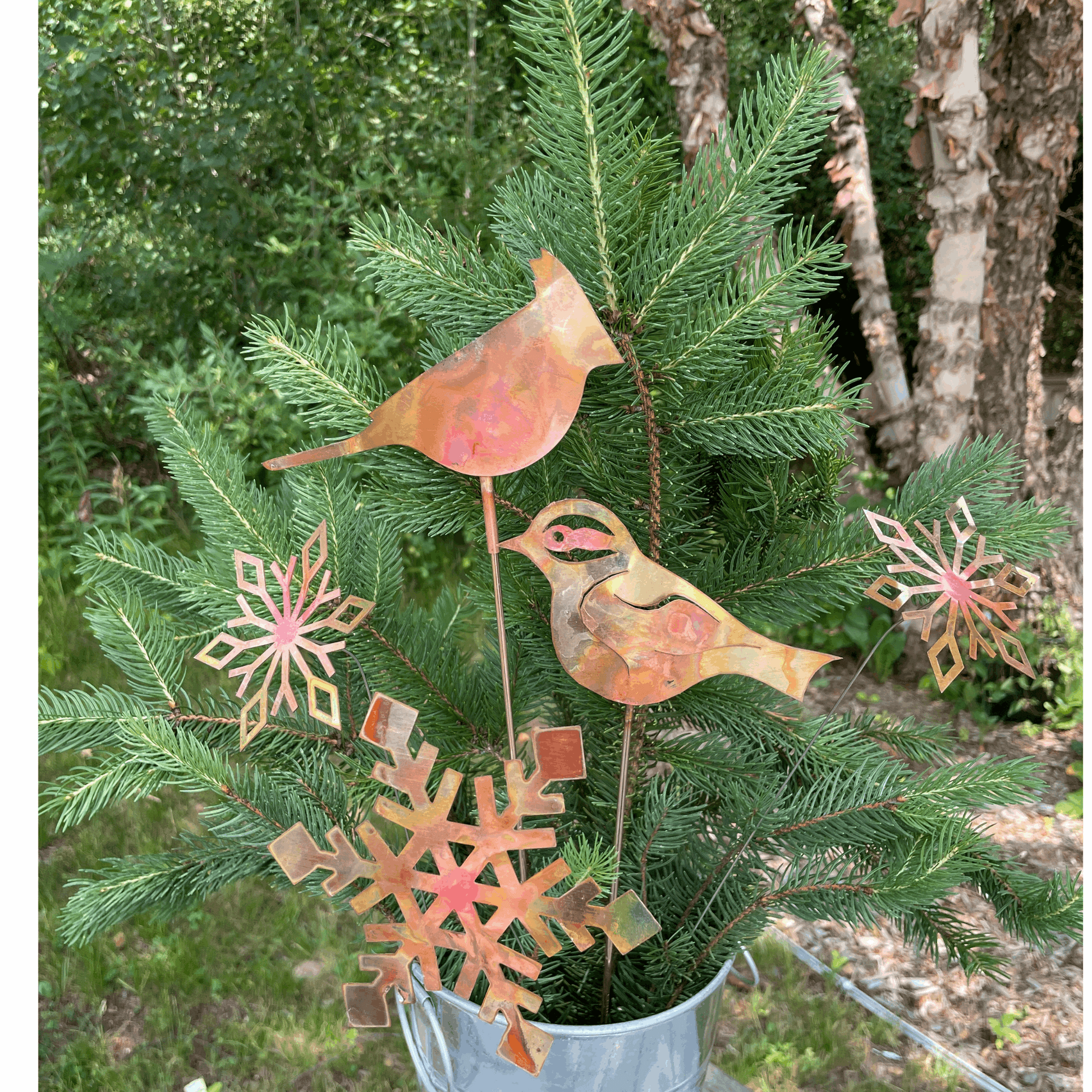 Chickadee Garden Stake - Copper - Clever Goods by Annabelle Noel Designs