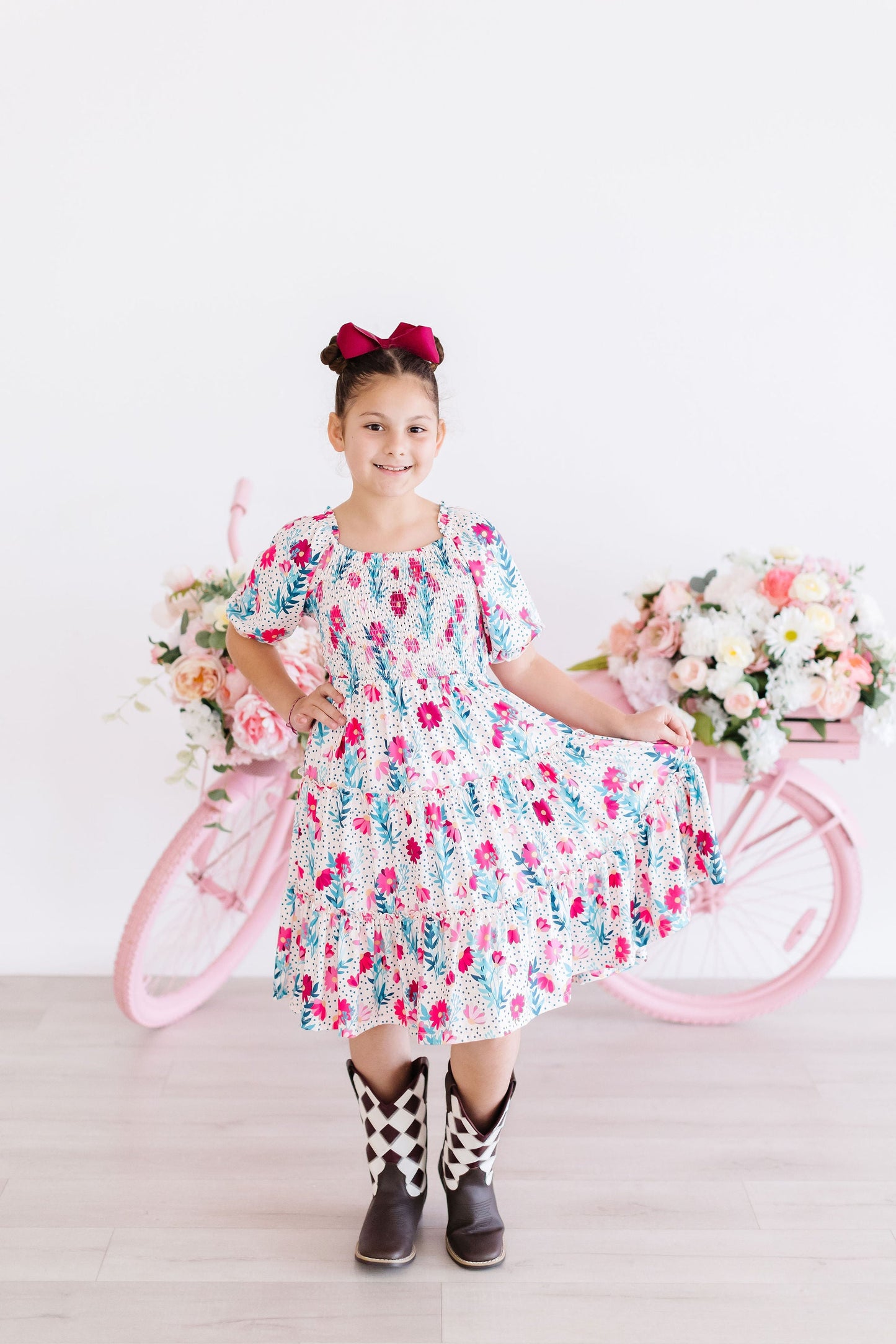 Dots & Daisies Smocked Ruffle Dress