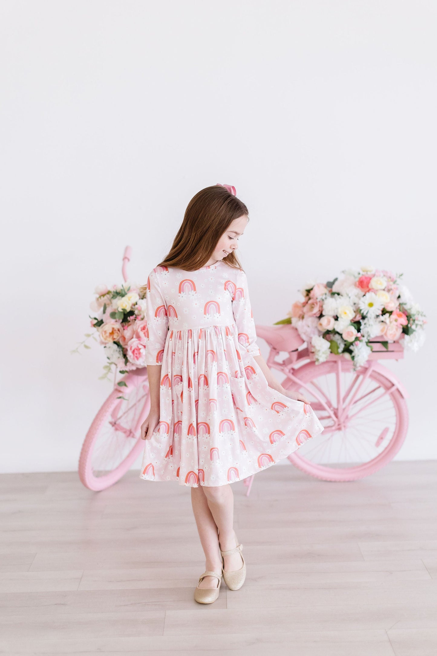 Fun & Flowers 3/4 Sleeve Pocket Twirl Dress