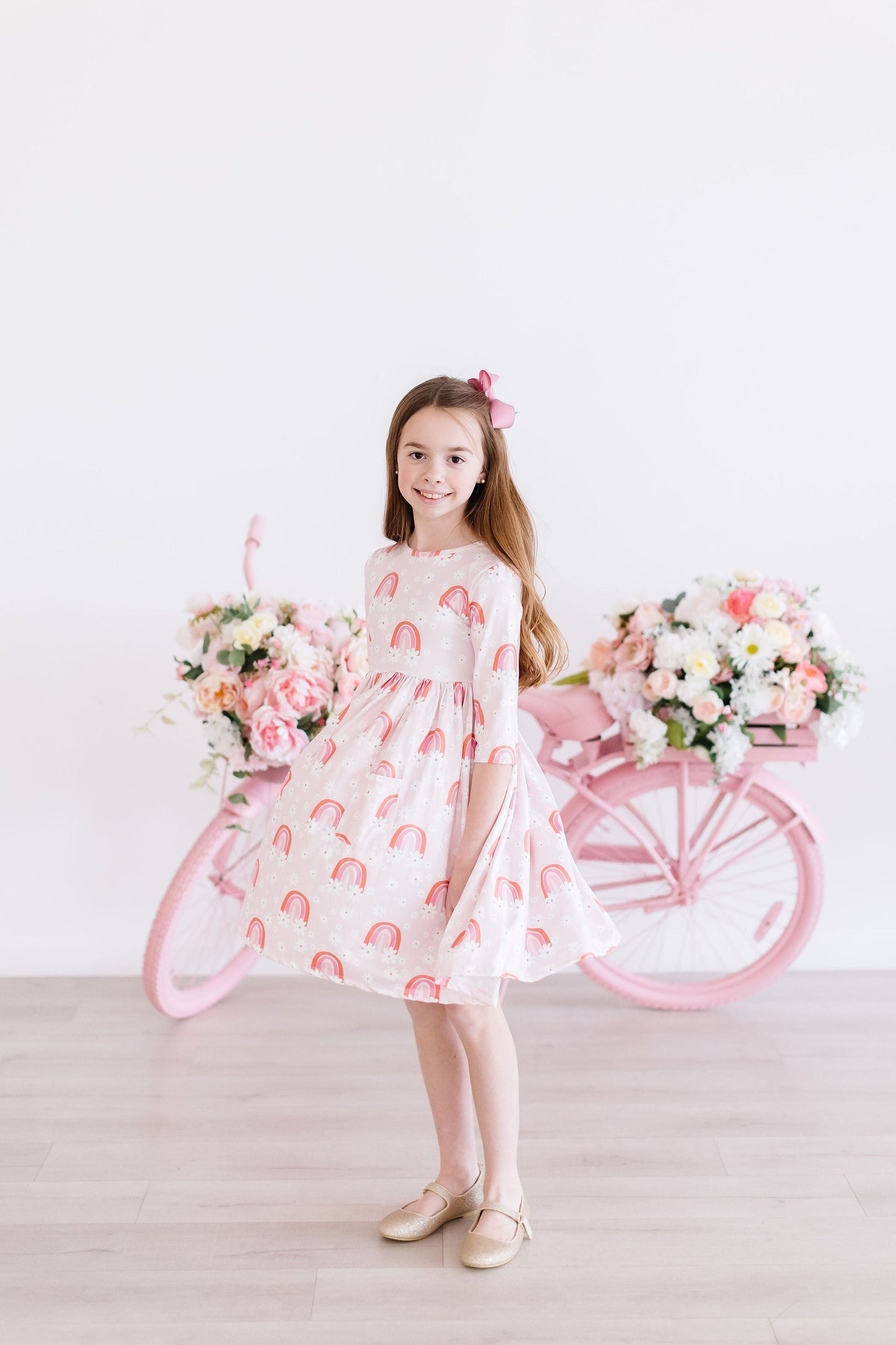 Fun & Flowers 3/4 Sleeve Pocket Twirl Dress