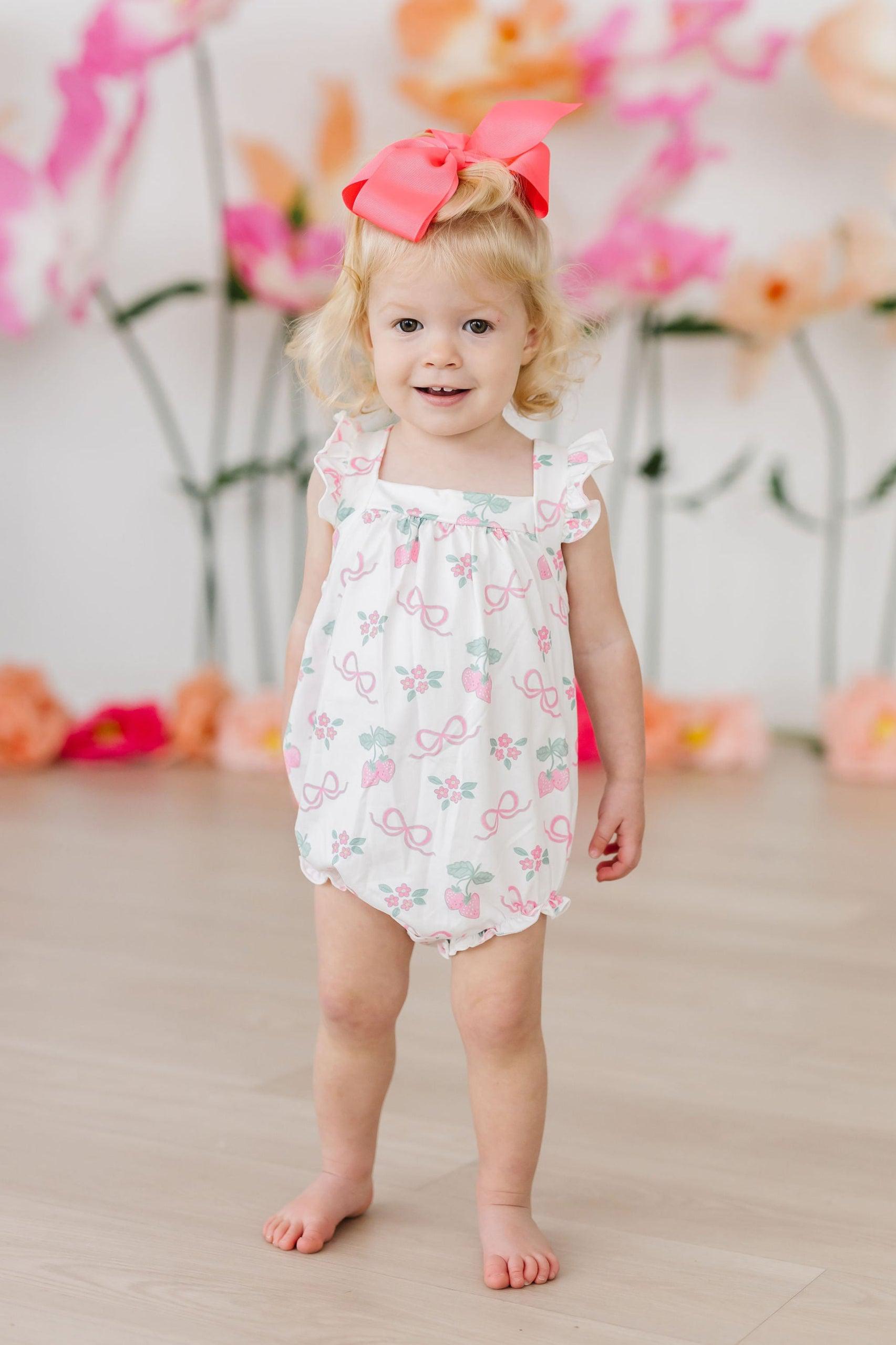 Berries & Bows Ruffle Cross Back Romper Outfit - Mila & Rose ®