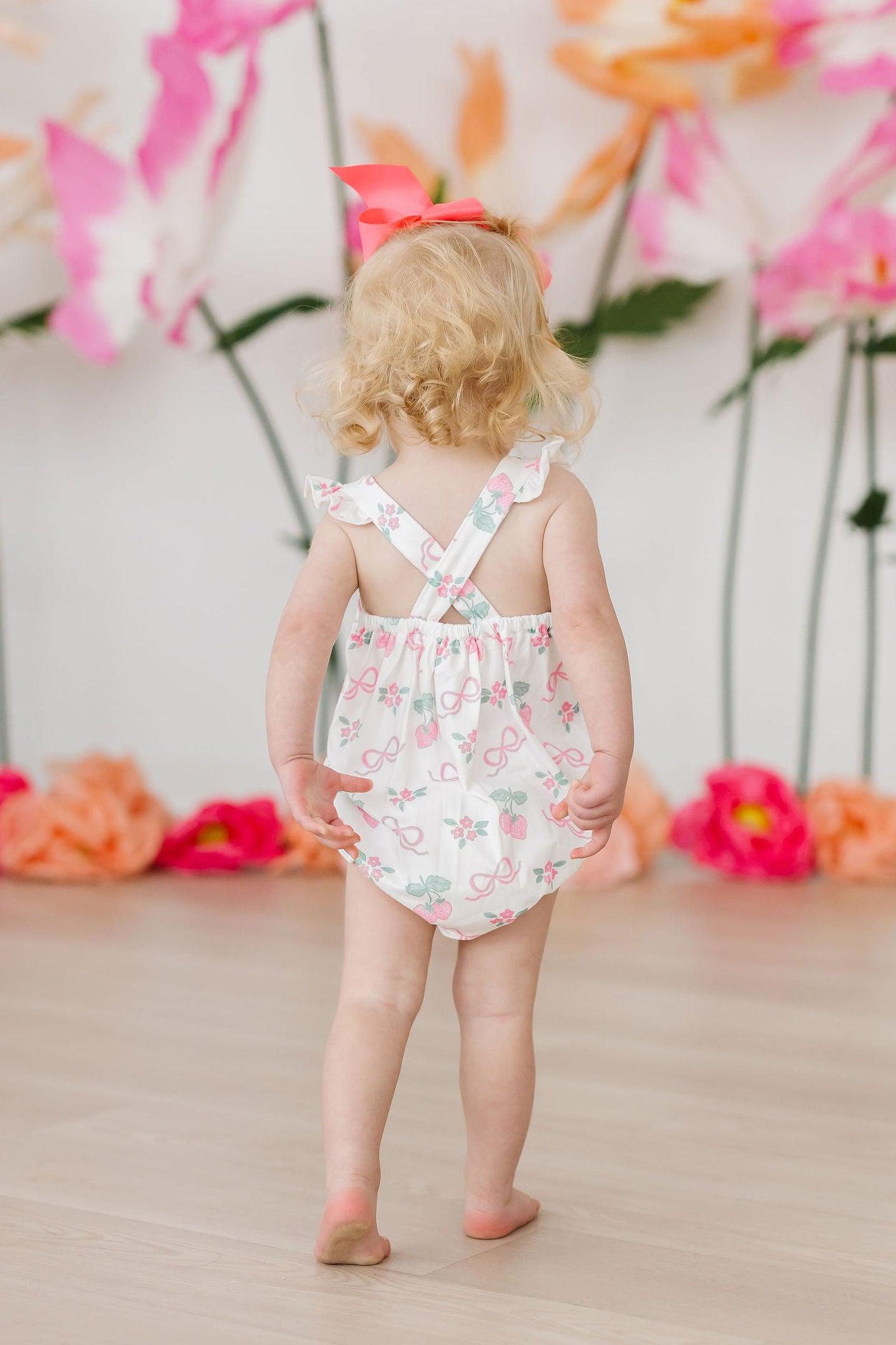 Berries & Bows Ruffle Cross Back Romper Outfit - Mila & Rose ®