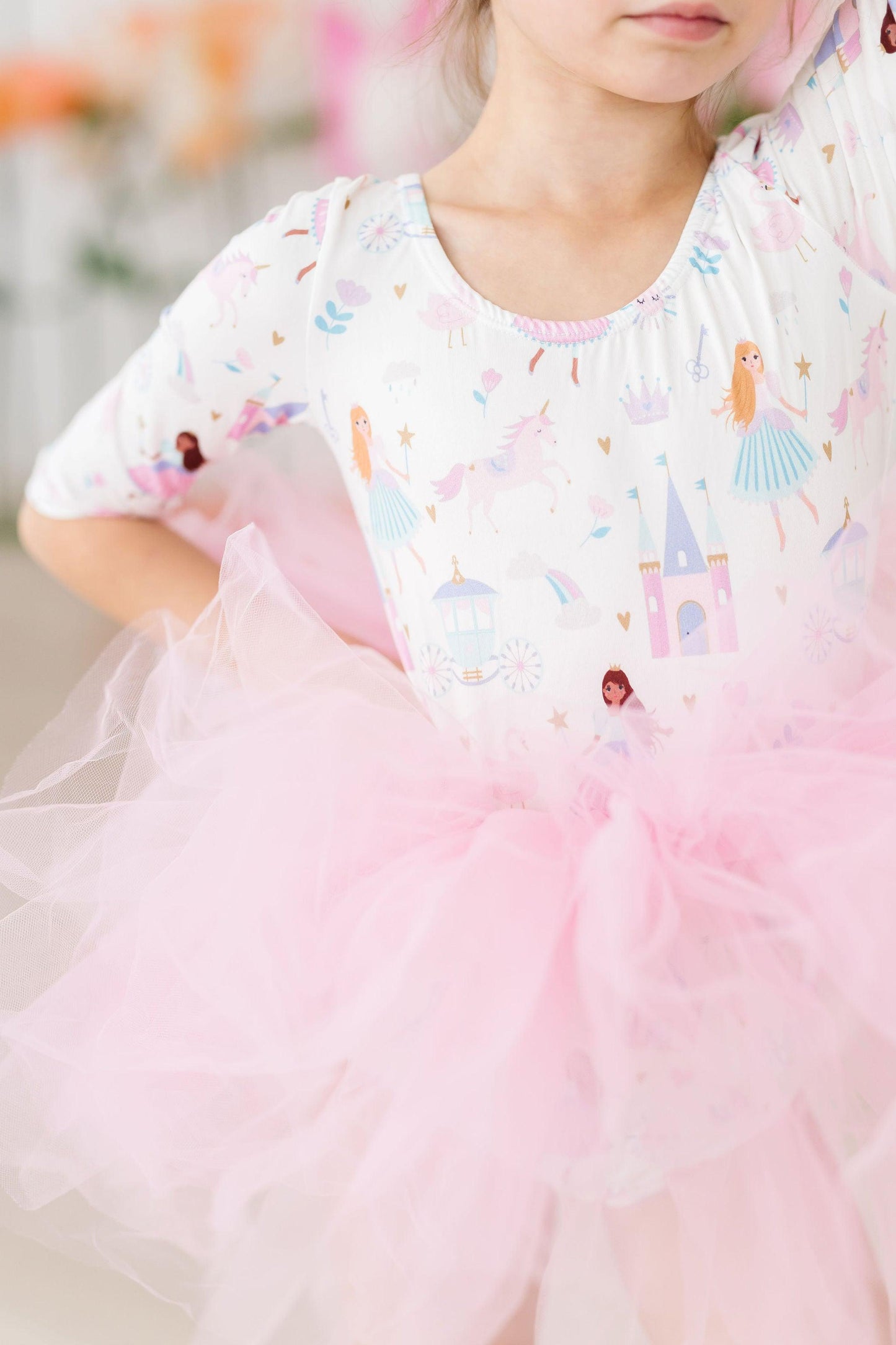 Fairy Princess 3/4 Sleeve Tutu Leotard