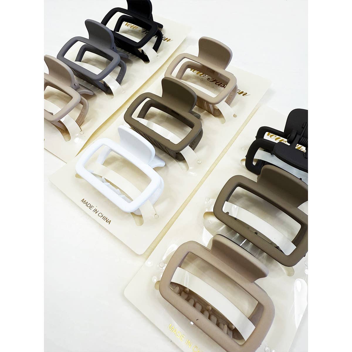 Neutral Medium Rectangle Hair Claw Clip - Set of 3 - Love and Repeat