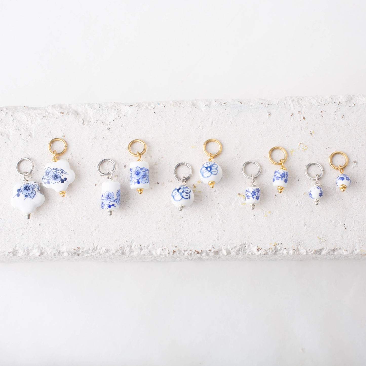 Chinoiserie Bead Charm - Porcelain Toile Ceramic - Bel Kai