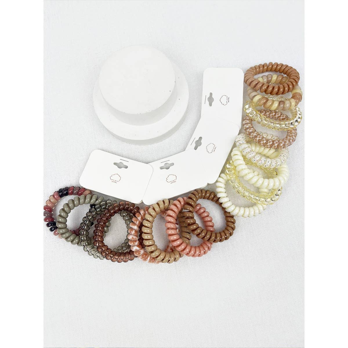 Spiral Hair Ties - Cream and Multi - Love and Repeat