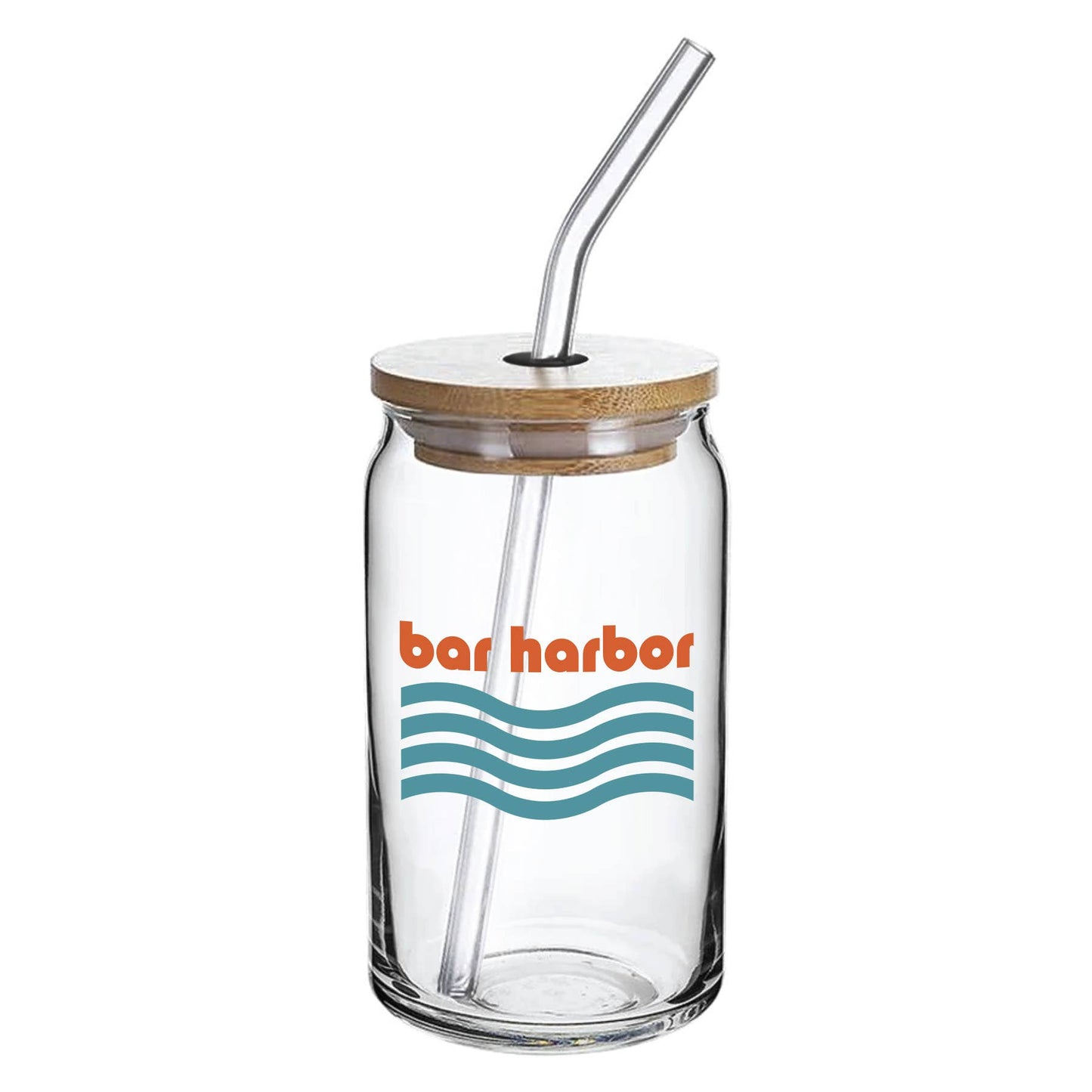 Alton Waves Can Glass with Bamboo Lid & Glass Straw
