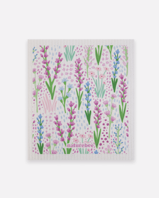 Swedish Dishcloth - Purple Floral Sponge Cloth