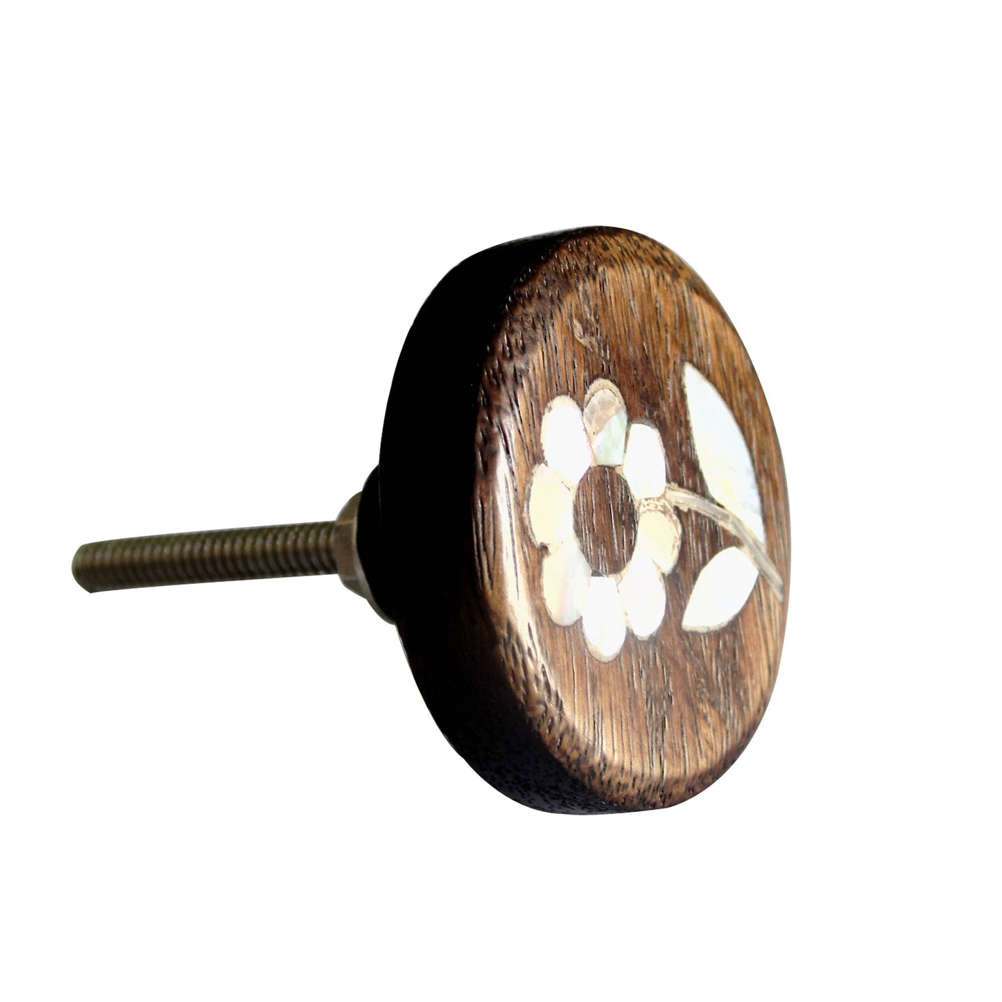 Daisy Mother of Pearl Wooden Knob
