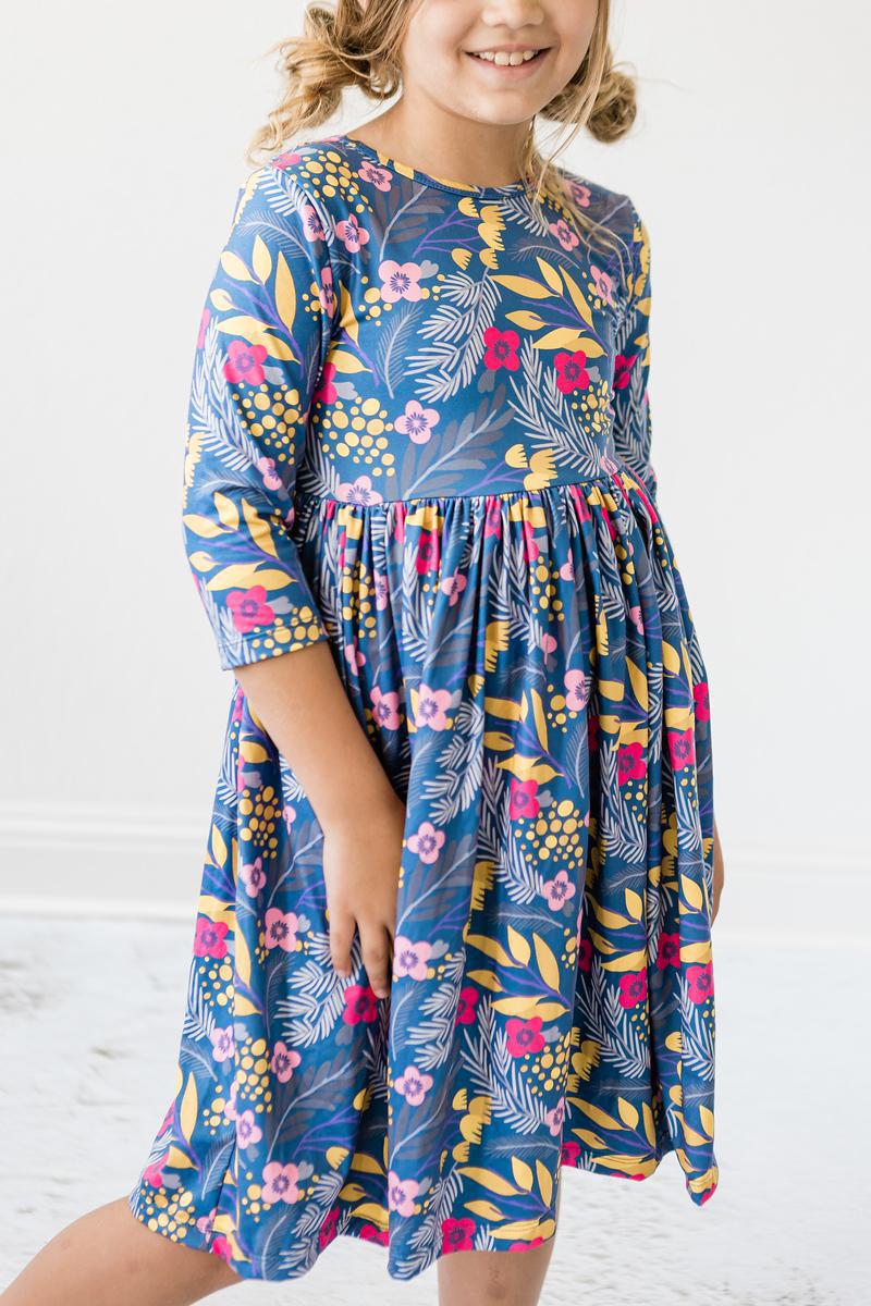 Blue Floral Twirl Dress - Mila & Rose ®