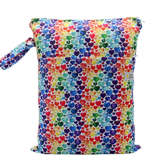 Bolsa impermeable con dos bolsillos de Happy BeeHinds: corazones de colores