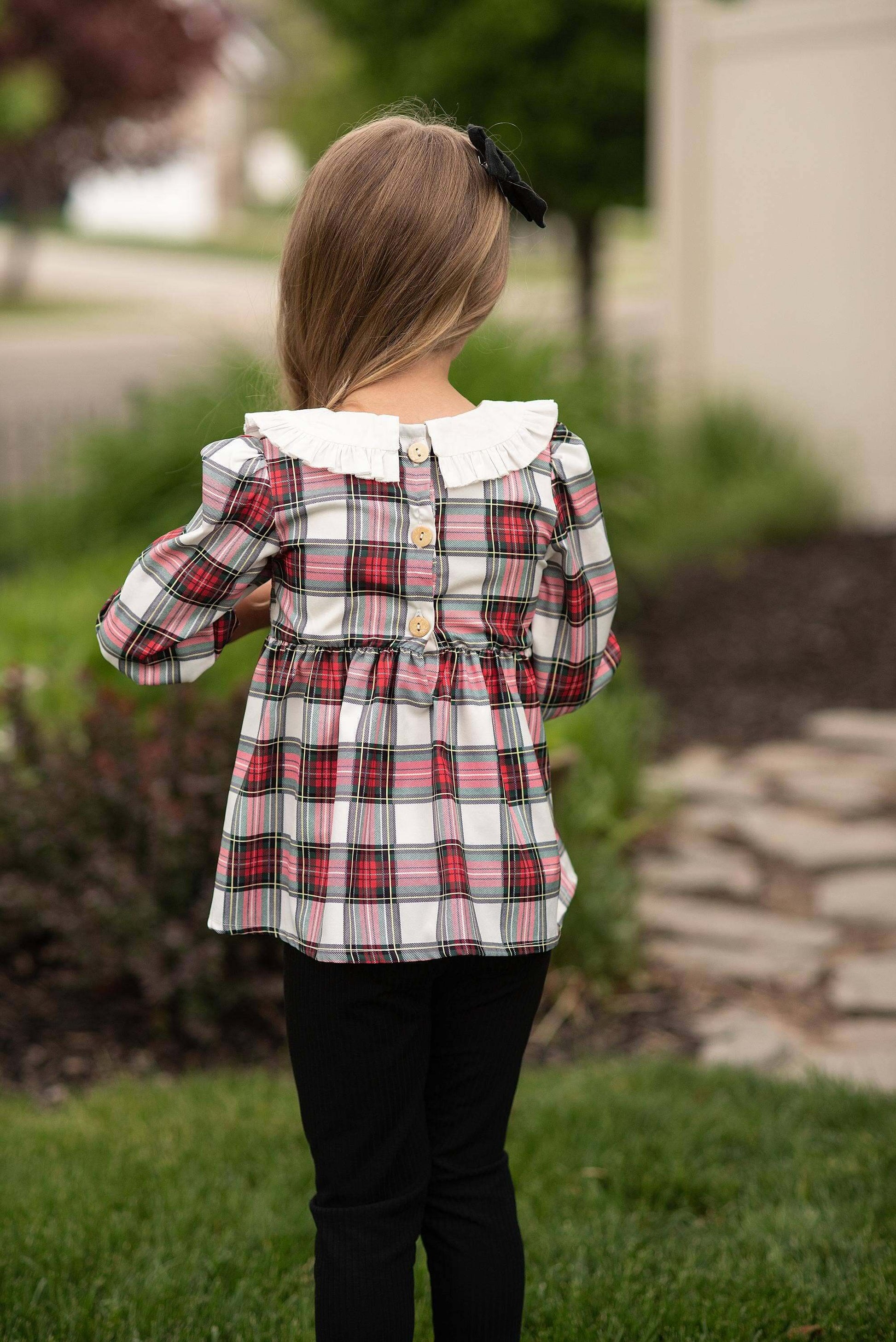 Girls Plaid Top and Leggings Outfit