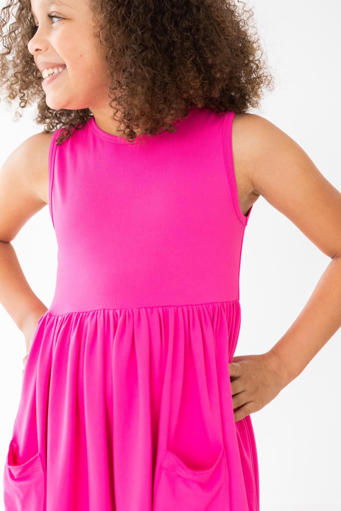 Hot Pink Tank Pocket Twirl Dress