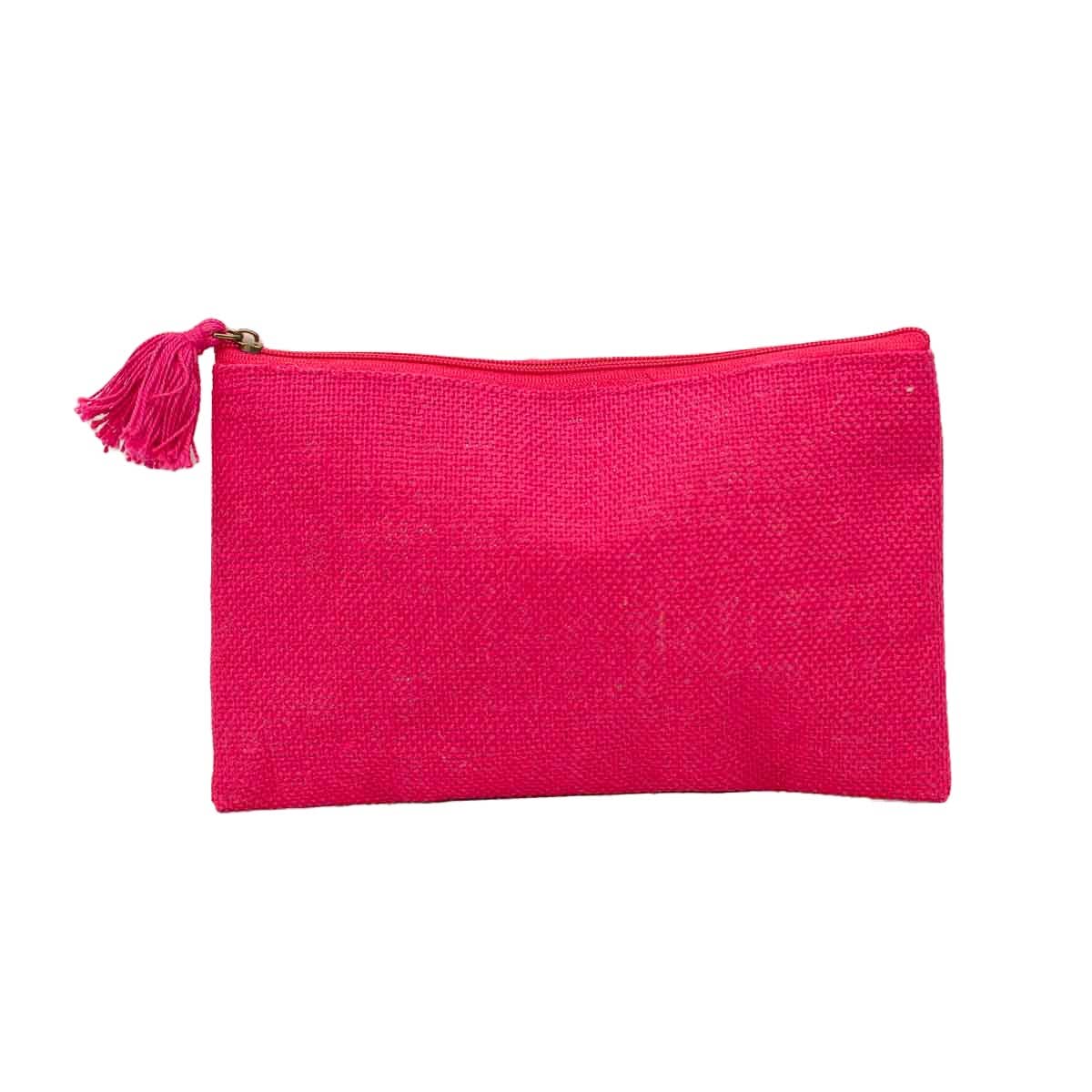 Bolsa de yute para cosméticos, color magenta