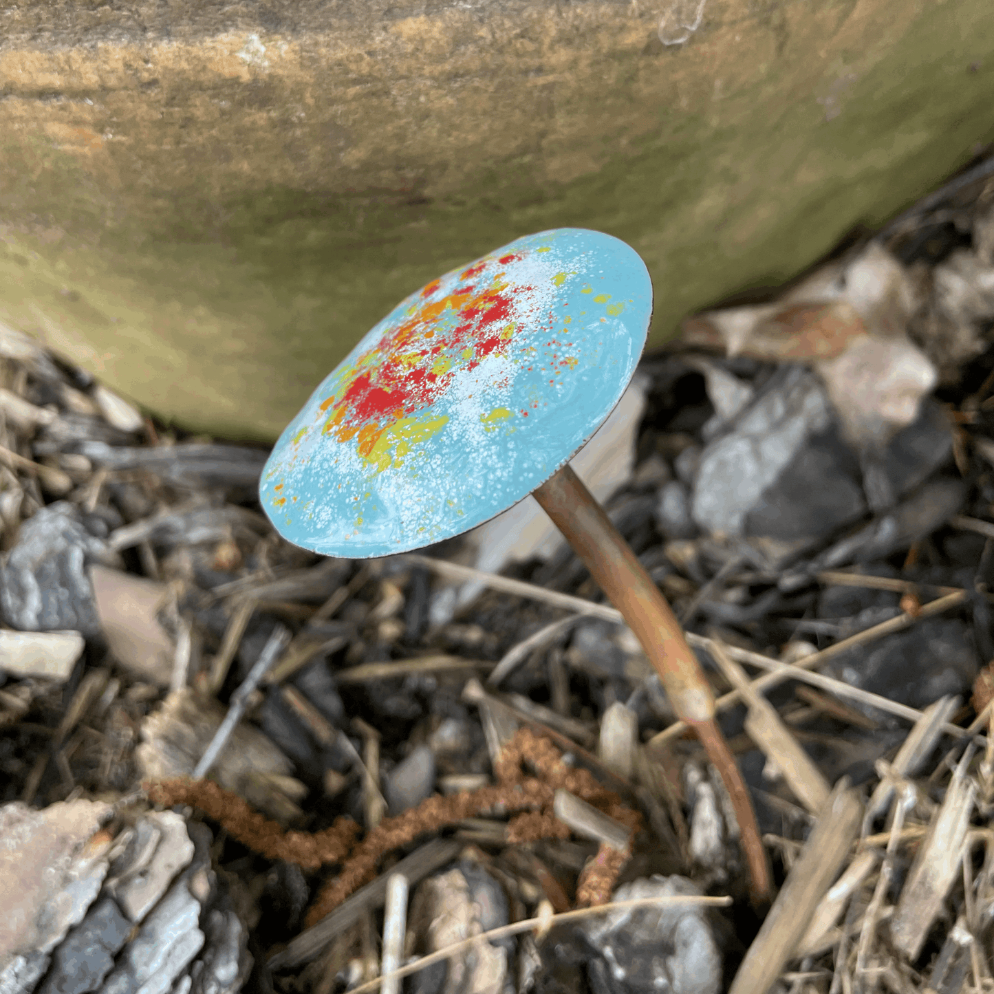 Enamel Copper Mushroom for Garden - choice of color - Teal - Clever Goods by Annabelle Noel Designs