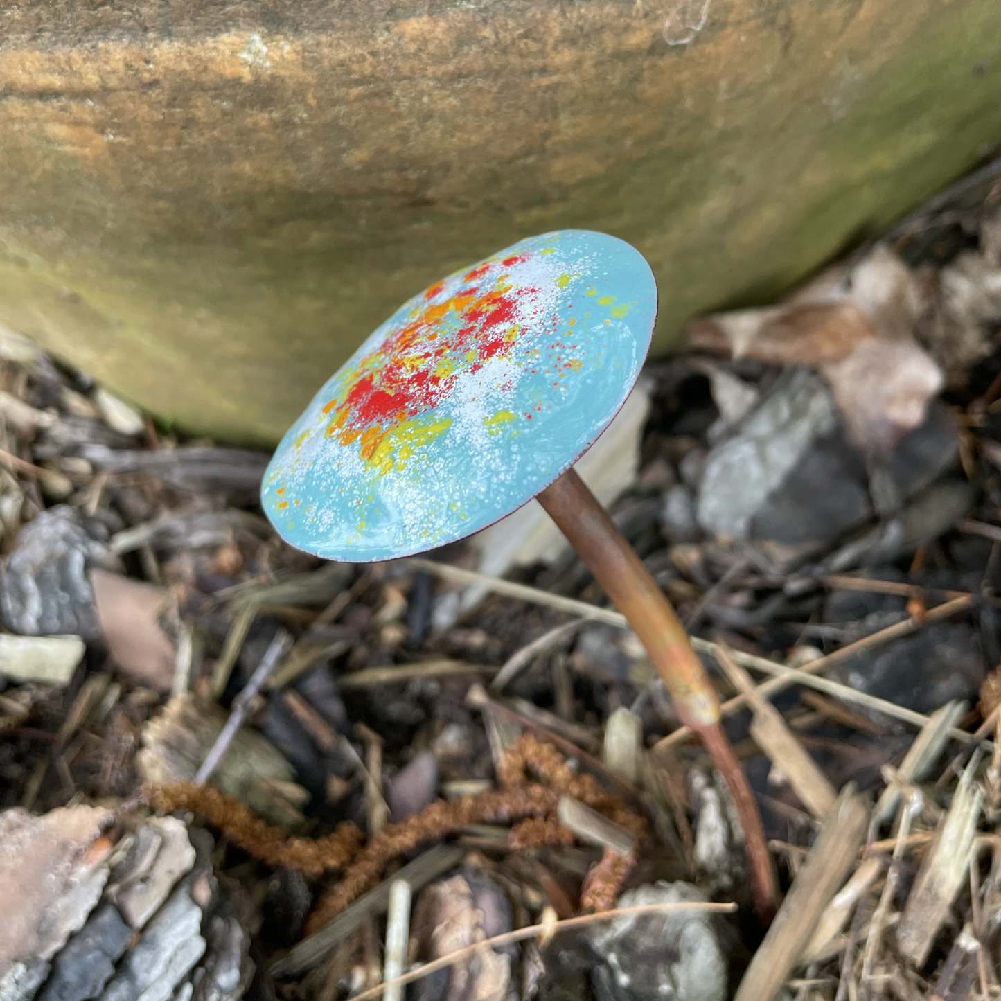 Enamel & Copper Mushroom for Garden - choice of color