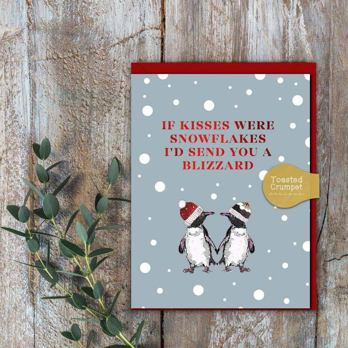 Mini Christmas Card - Penguins - If Kisses Were Snowflakes - Toasted Crumpet