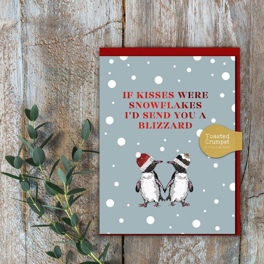 Mini Christmas Card - Penguins - If Kisses Were Snowflakes