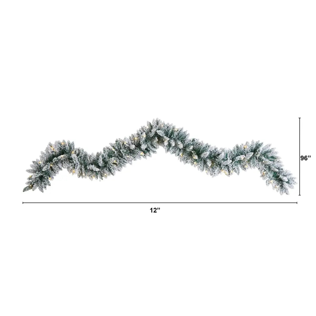 9’ Flocked Artificial Christmas Garland with 50 Warm White LED Lights - Nearly Natural