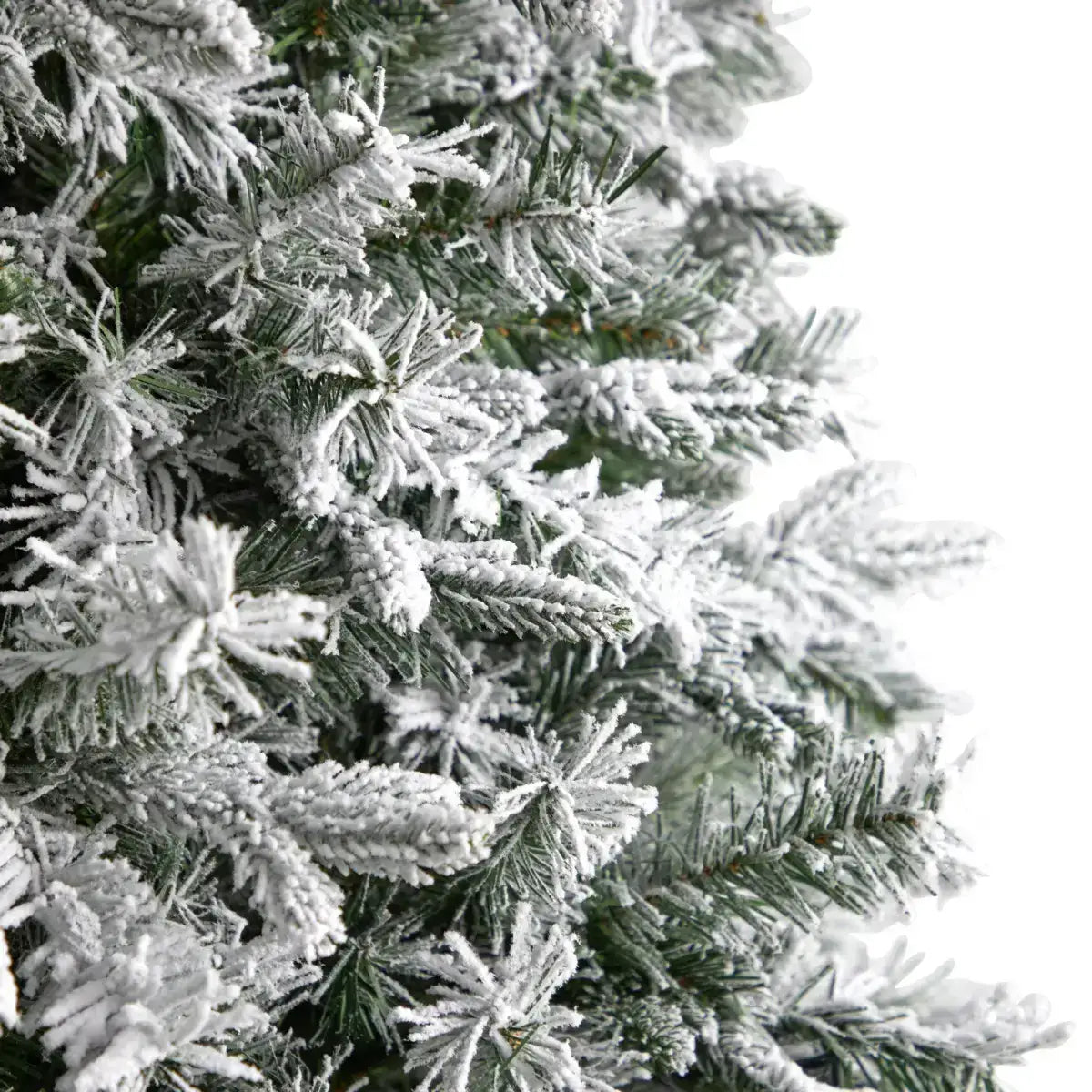 9’ Flocked Vermont Mixed Pine Christmas Tree with 650 LED Lights and 1960 Bendable Branches - Nearly Natural