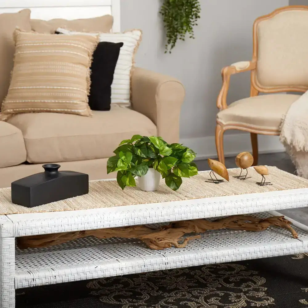 9” Pothos Artificial Plant in White Planter (Real Touch) - Nearly Natural