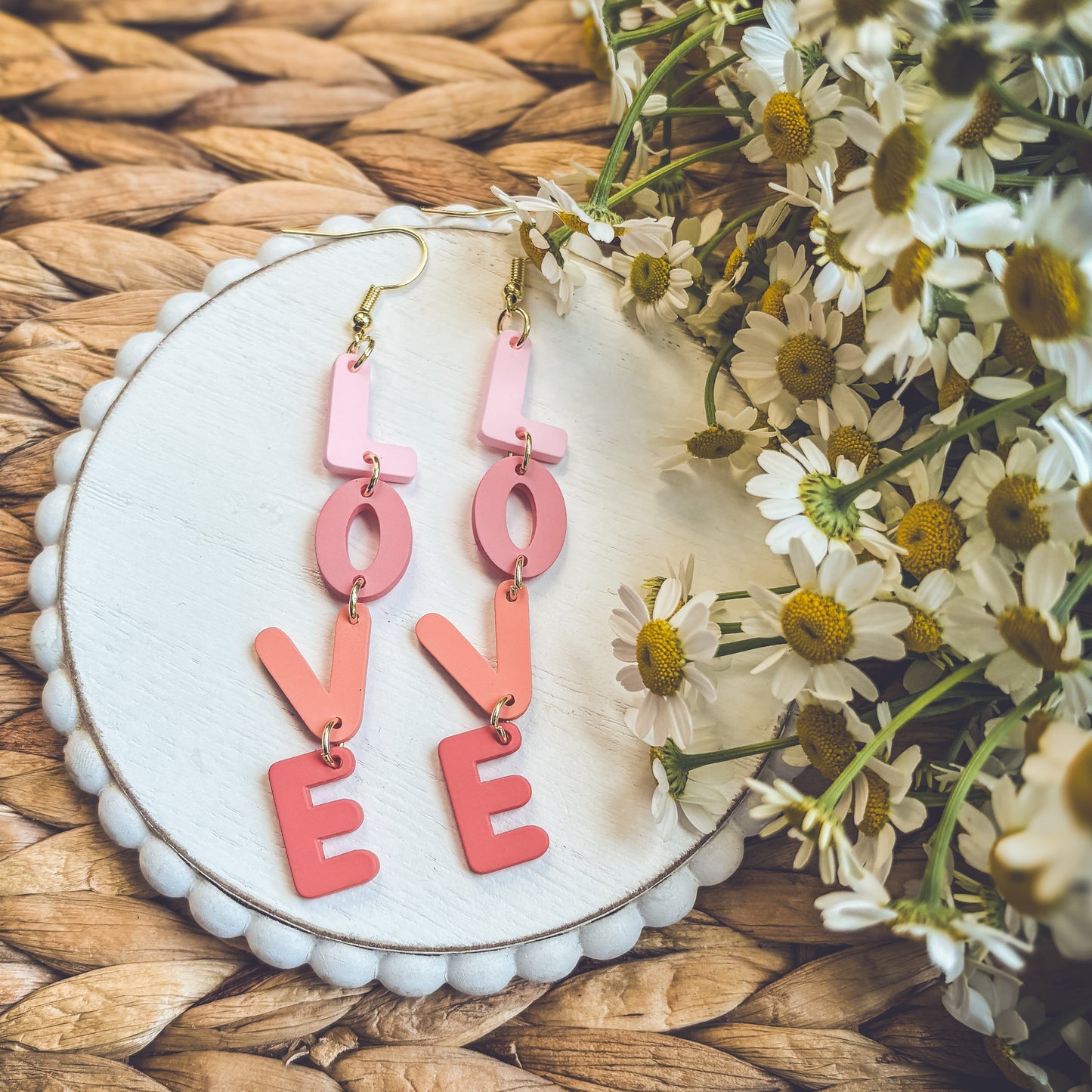 Adorable Pink L-O-V-E Earrings