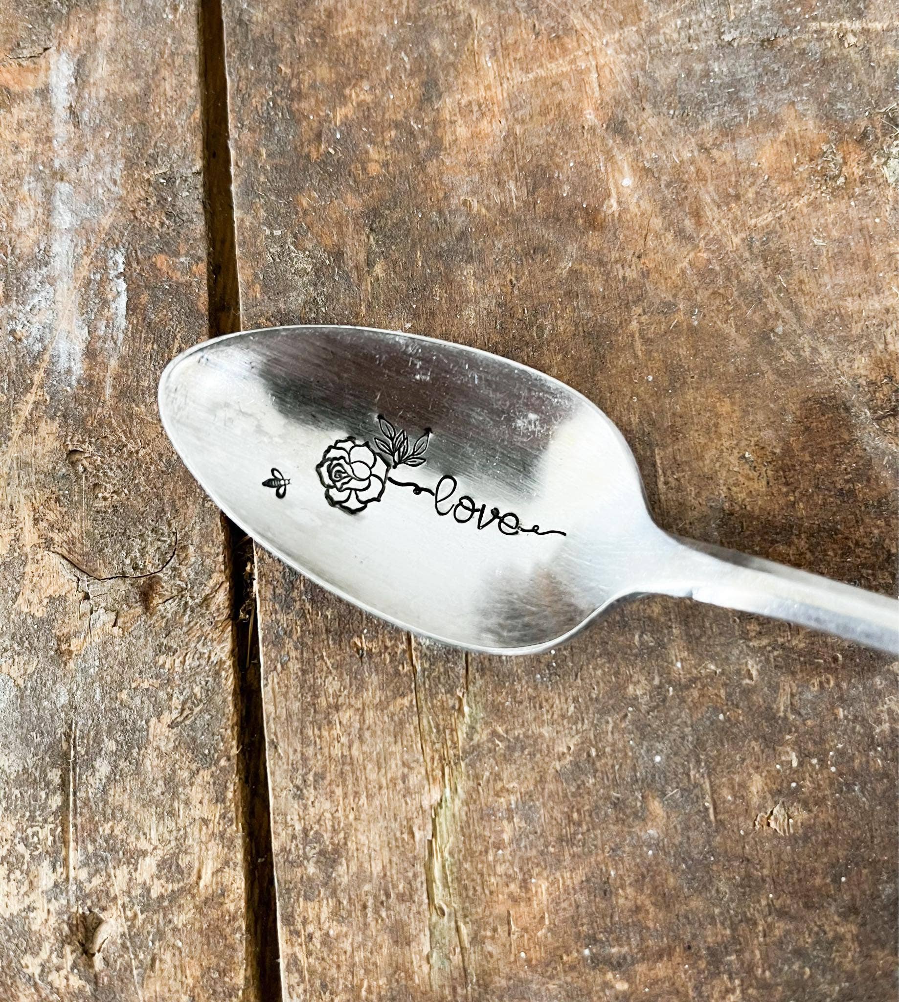 Floral Stem Inspiration - Vintage Stamped Spoon - Love - The Sassy Barn