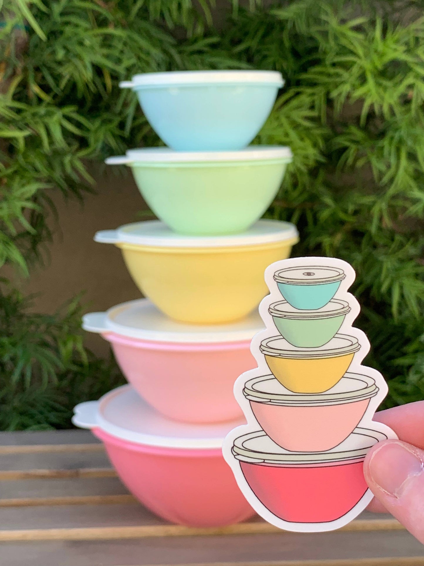 Vintage Pastel Tupperware Wonderlier Bowls Magnet