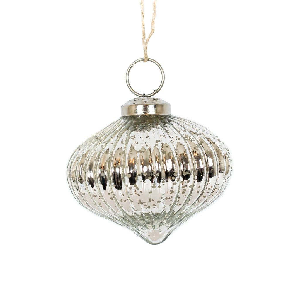 Silver Glass Christmas Ornament - each - Devanie At Home (Formerly Adams & Co.)
