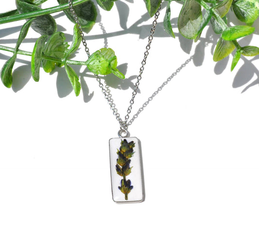 Pressed Lavender Necklace - White