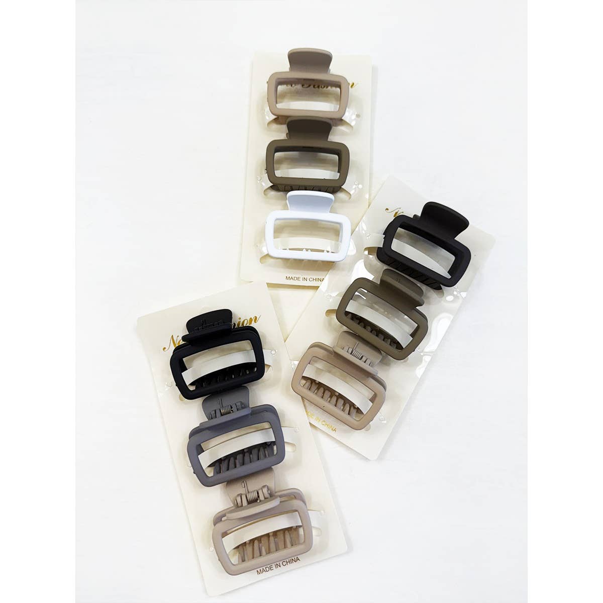 Neutral Medium Rectangle Hair Claw Clip - Set of 3 - Love and Repeat
