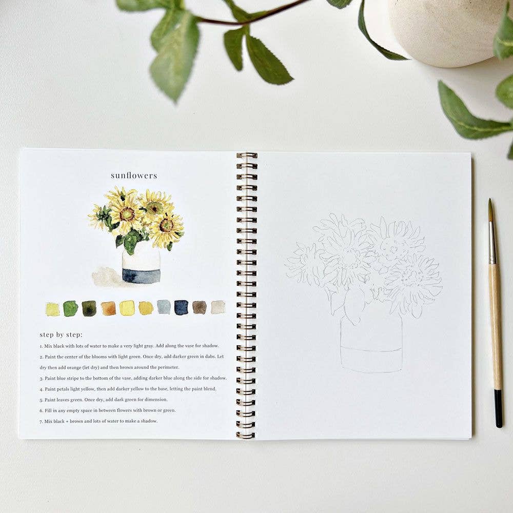 Flower Watercolor Painting Workbook
