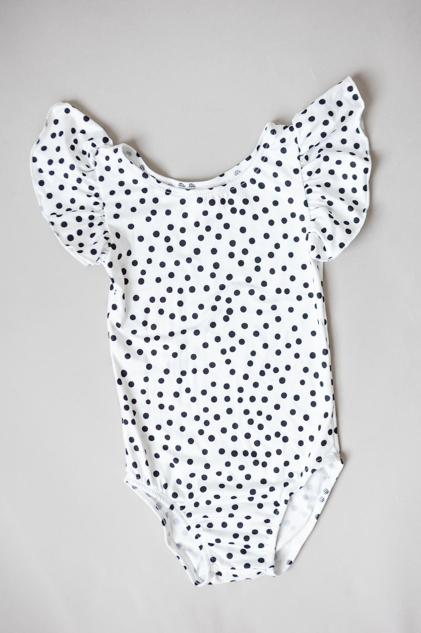 Scattered Dot S/S Flutter Sleeve Leotard