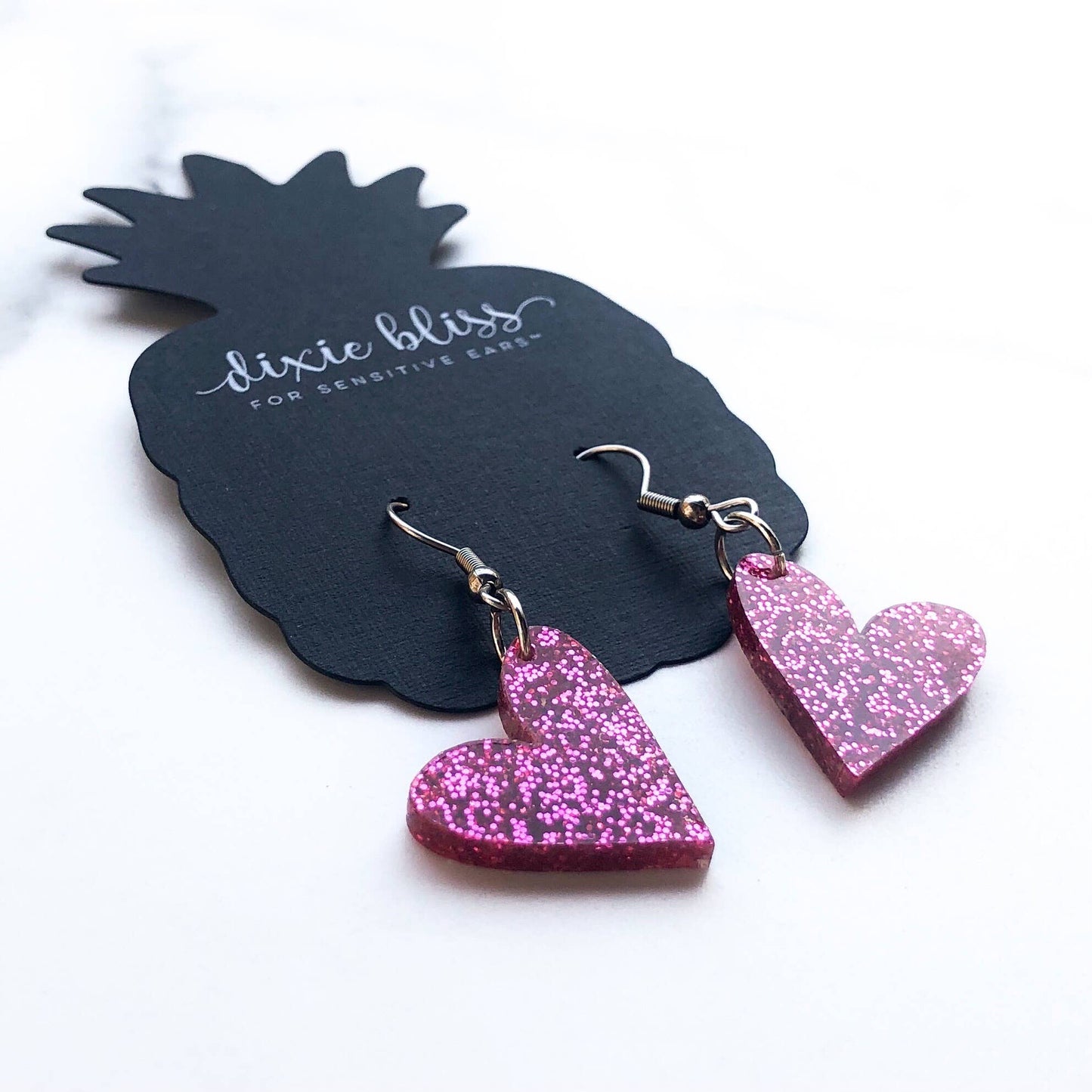 Boucles d'oreilles à paillettes en forme de petits coeurs