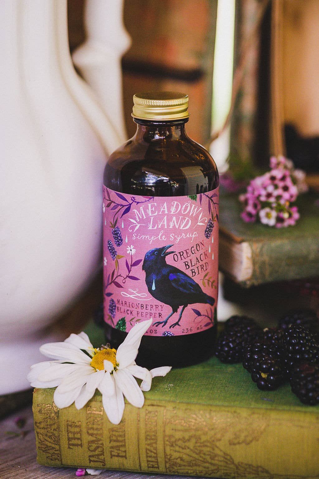 Oregon Black Bird Simple Syrup - Marionberry and Peppercorn - Lemonade or Gin